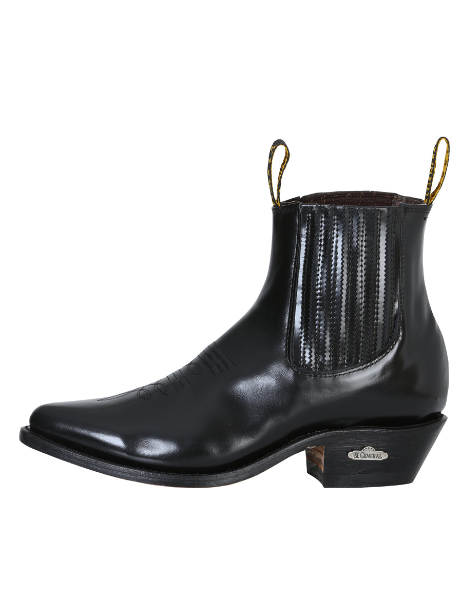 Men's Ankle Cowboy Boot by El General - Black Chameleon 181