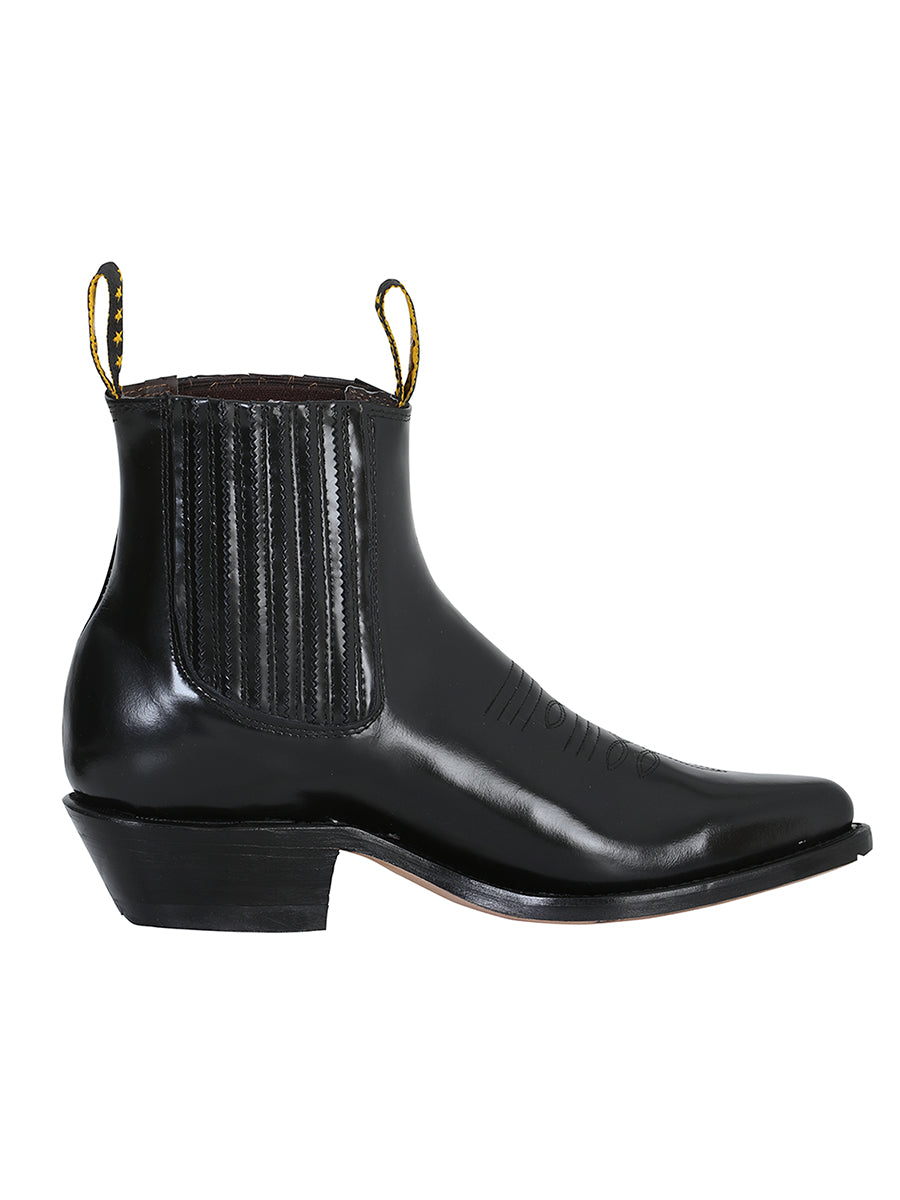 Men's Ankle Cowboy Boot by El General - Black Chameleon 181