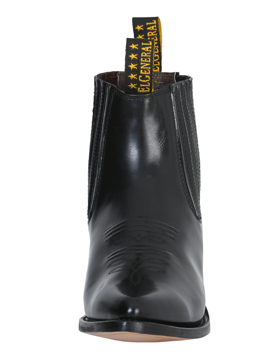 Men's Ankle Cowboy Boot by El General - Black Chameleon 181