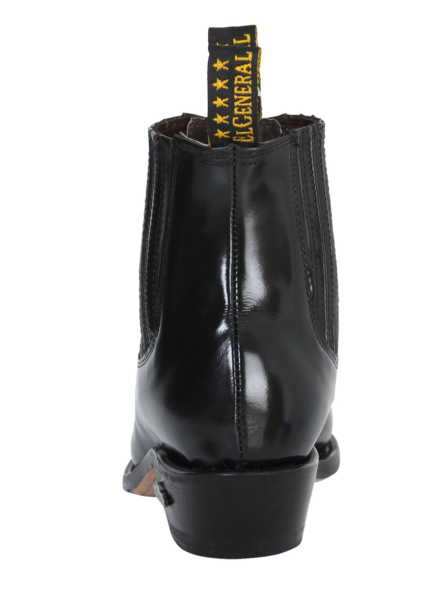 Men's Ankle Cowboy Boot by El General - Black Chameleon 181