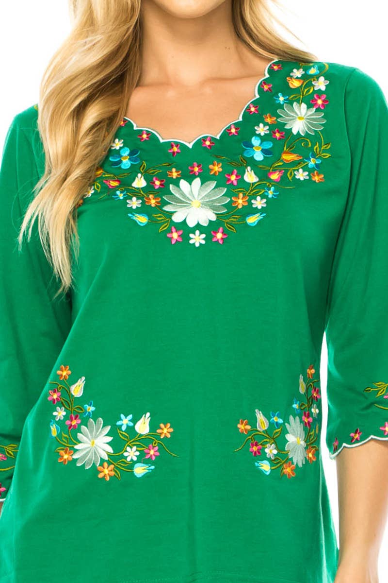 Adult Women's Traditional Embroidered 3 Quarter Sleeve - MT804