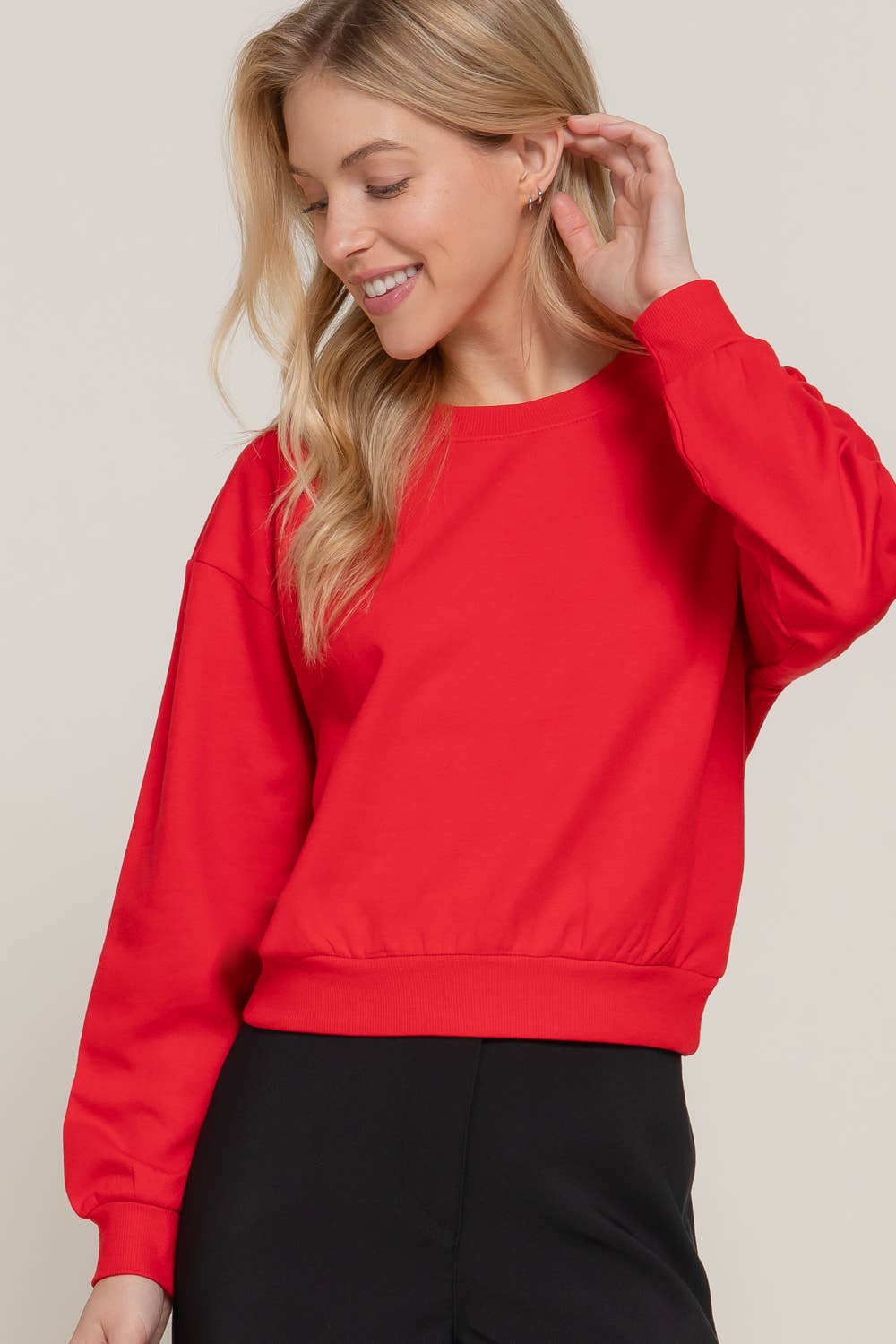 Active USA - Women's Long Sleeve Round Neck Crop SweatShirt - T13736