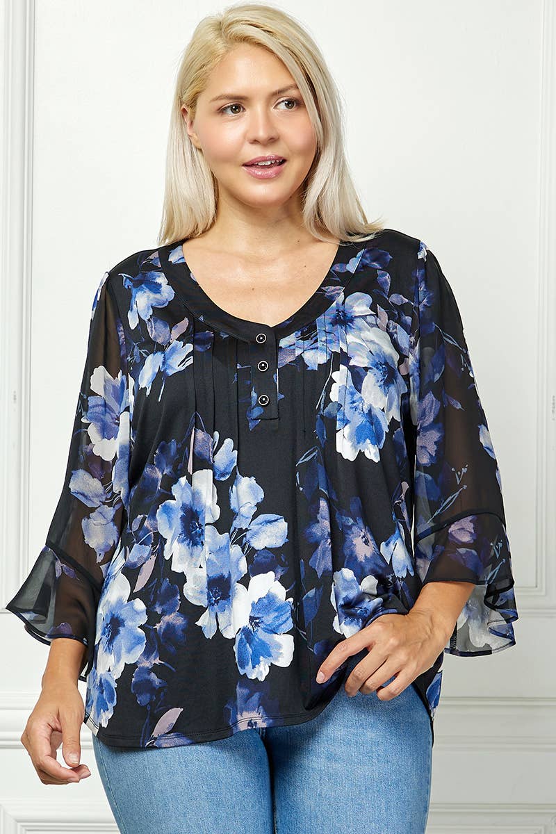 Winslow Collection - Blusa plisada Bloom Grace para mujer [Tallas grandes] - G537701M55X