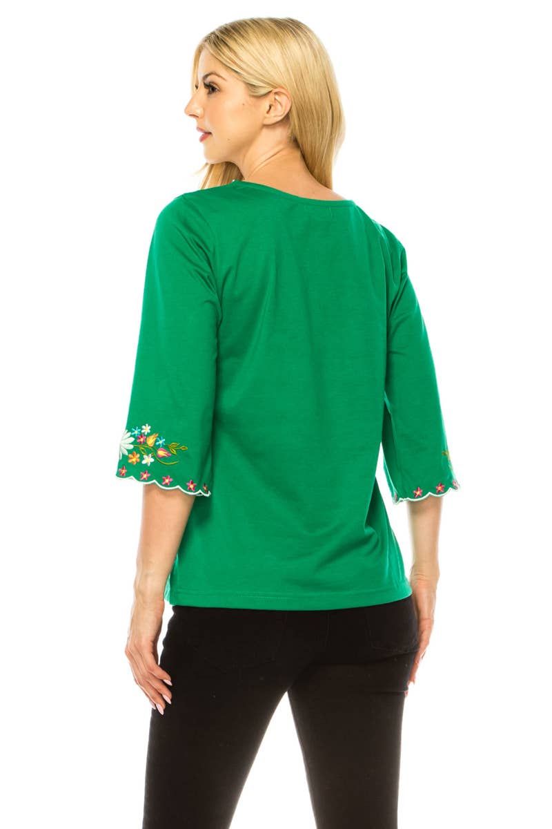 Adult Women's Traditional Embroidered 3 Quarter Sleeve - MT804