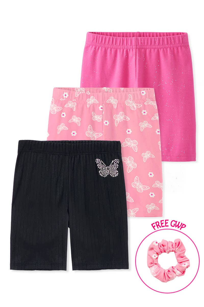 Girl's Biker Short Set (Hanger 3pc/Pack) - GLS-Y26-89525BB