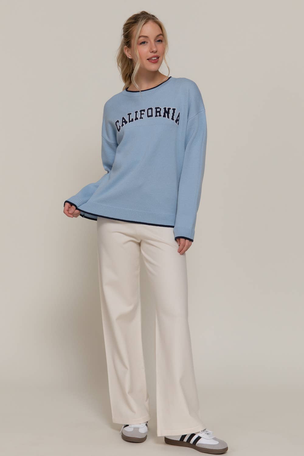 Active USA - Women's Long Sleeve Crew Neck California Lettering Sweater - SW14654