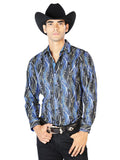 Men's Black And Blue Casual Long Sleeve Shirt 43560