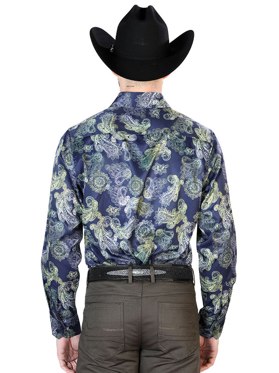 Men's Blue Casual Long Sleeve Shirt 43666