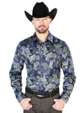 Men's Blue Casual Long Sleeve Shirt 43666