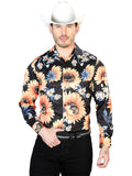 Men's Black/Sunflower Casual Long Sleeve Shirt 43671