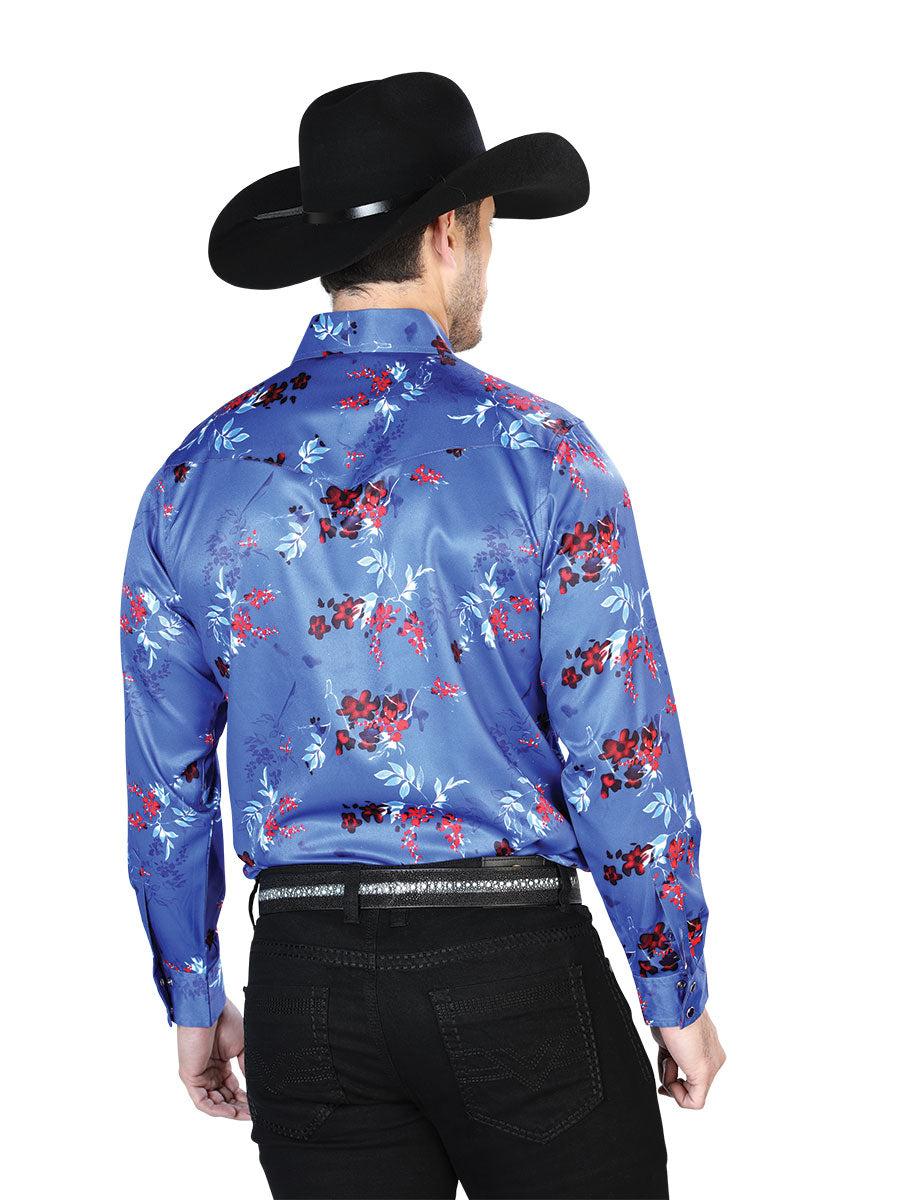 Men's Blue Casual  Long Sleeve Shirt 43942