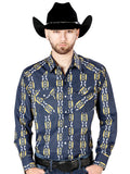 Men's Blue Long Sleeve Cowboy Shirt 44219