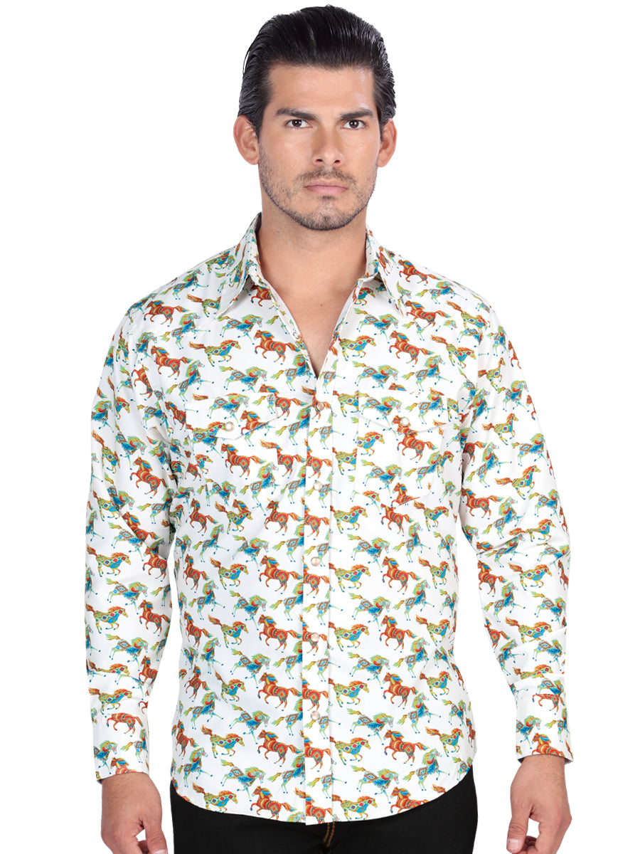 Men's El General Western Shirt - White 44313