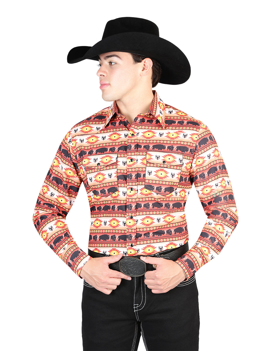 Men's El General Orange Western Shirt 44314