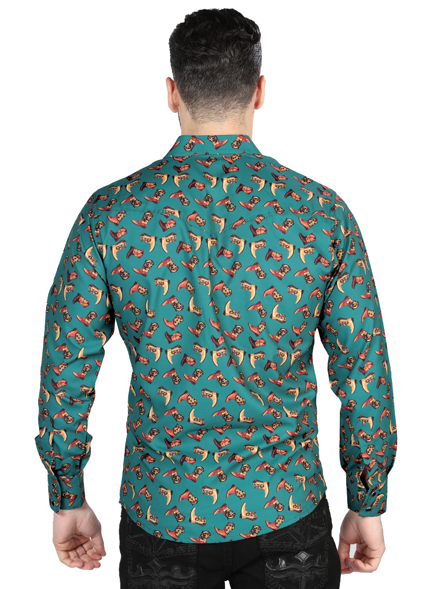 Men's El General Western Shirt - Dark Blue 44319