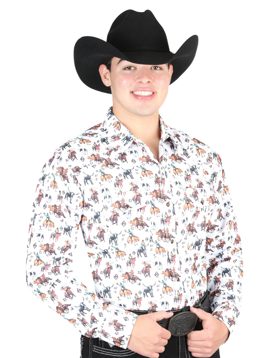 Men's El General White Western Shirt 44326