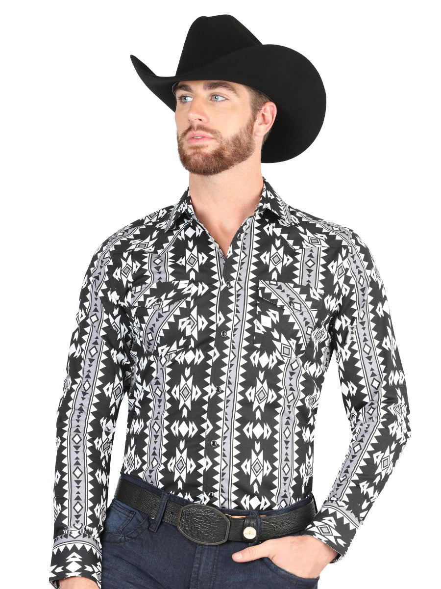Men's El General - Casual Long Sleeve Shirt - Black 44399