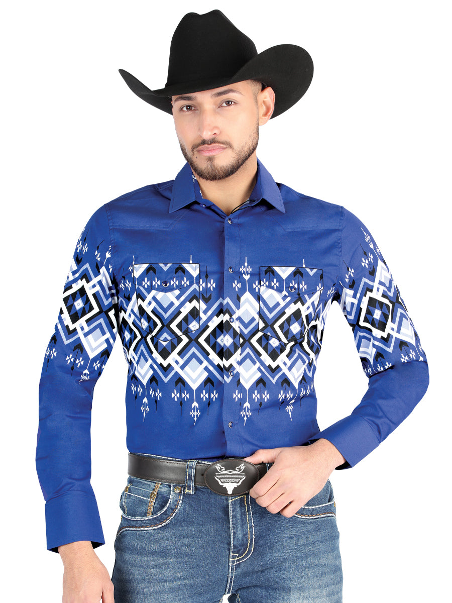 El General - Camisa informal de manga larga - Azul 44449