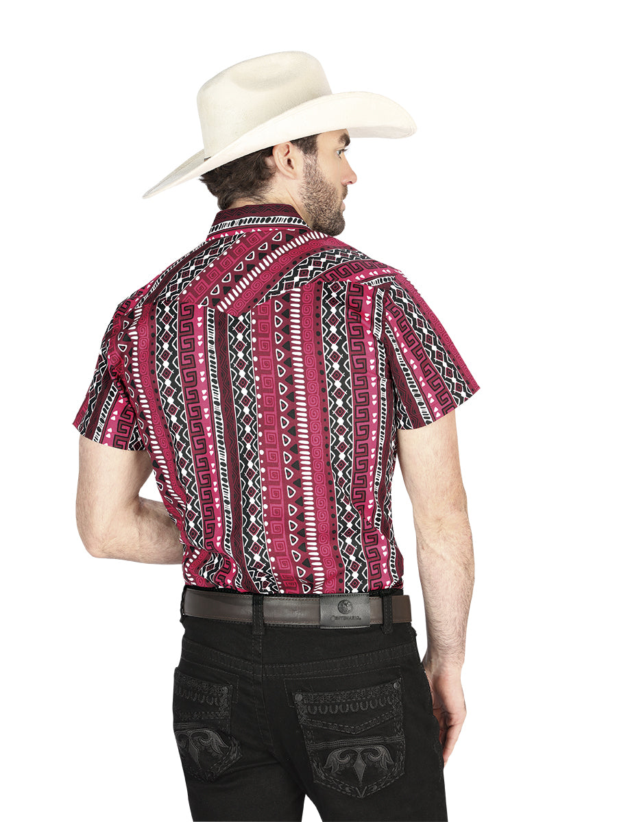 Men's El General Western Shirt - Burgundy 44456