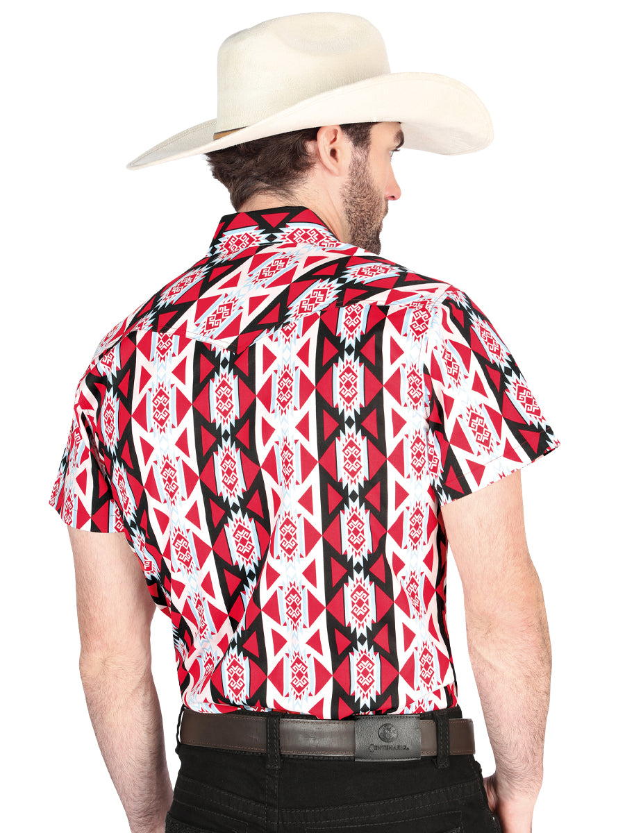 Men's El General Western Shirt - Burgundy 44458