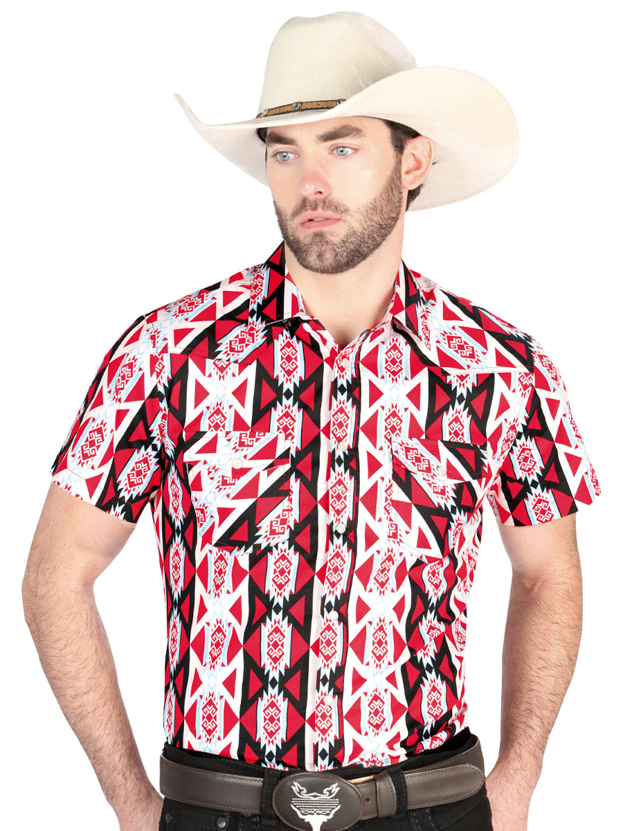 Men's El General Western Shirt - Burgundy 44458