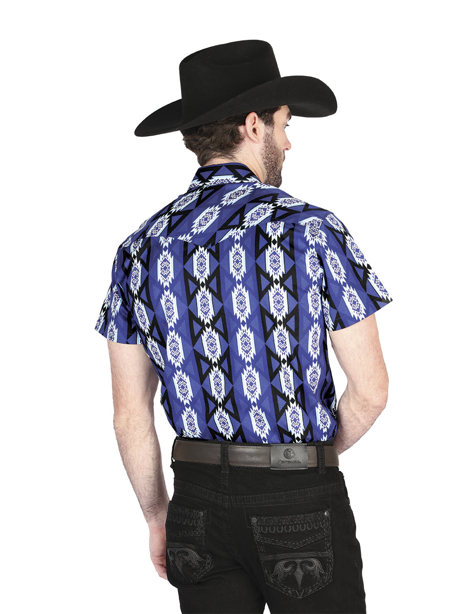 Men's El General Western Shirt - Blue 44460