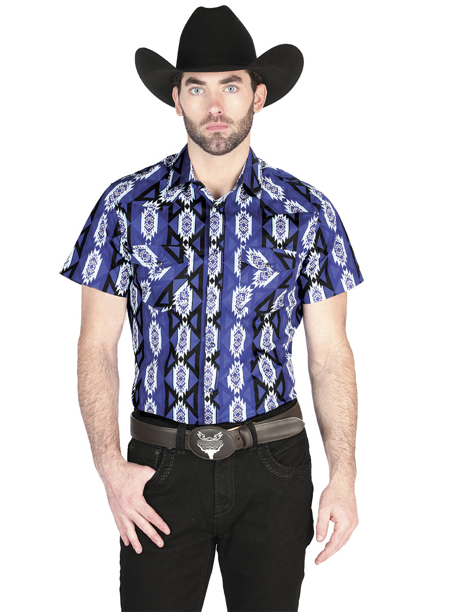 Men's El General Western Shirt - Blue 44460