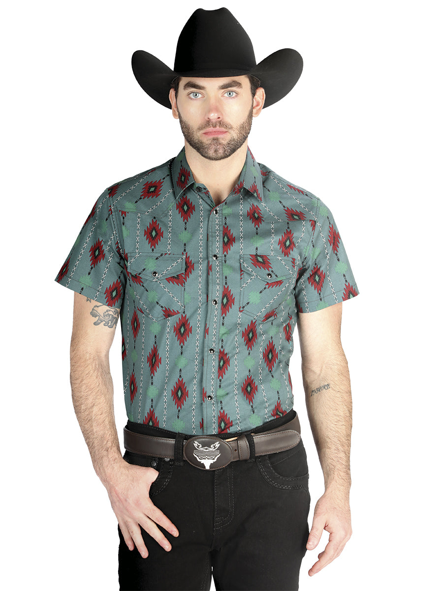 Men's El General Western Shirt - Mint 44463