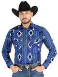 Men's El General - Casual Long Sleeve Shirt - Azul 44474