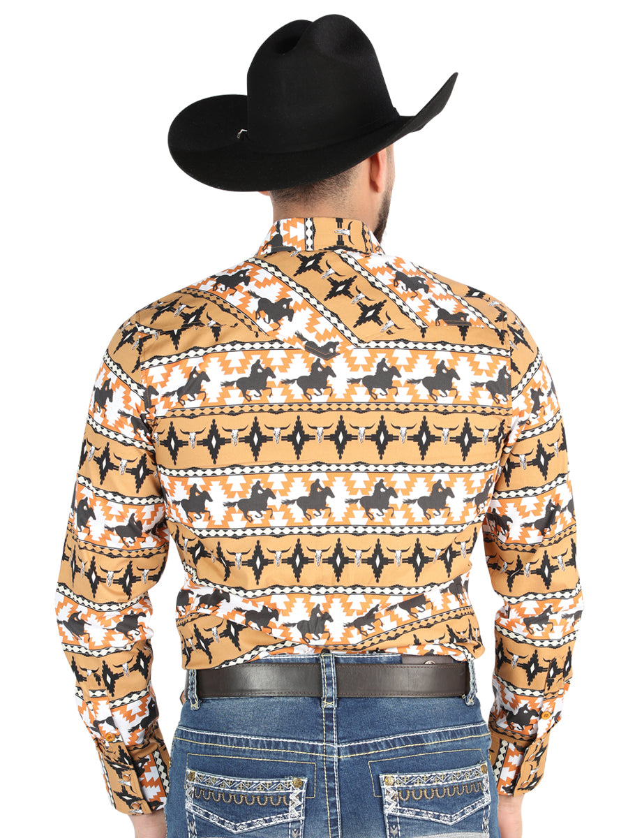 Men's El General  -  Casual Long-Sleeve Shirt  - Taupe 44477