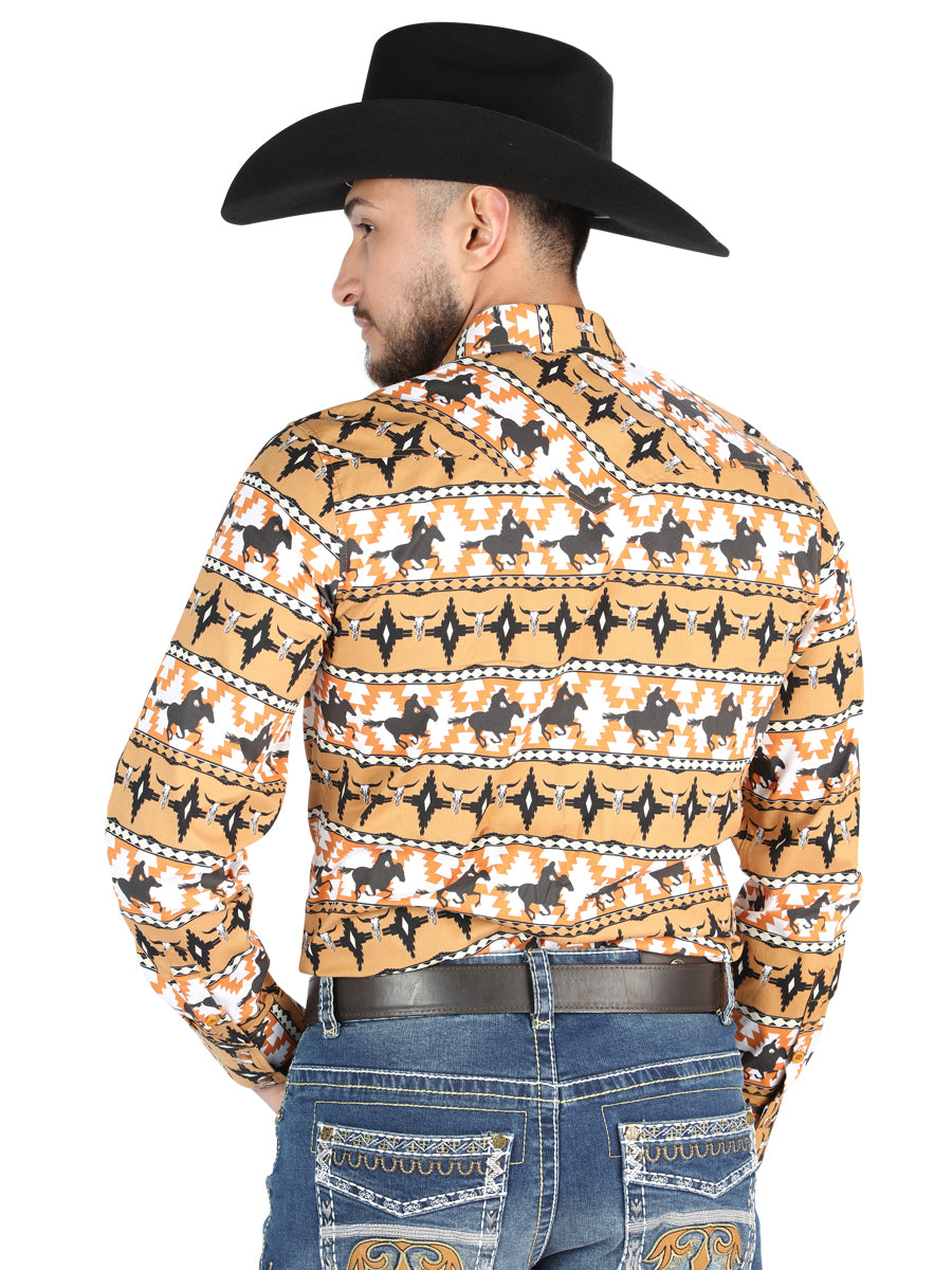 Men's El General  -  Casual Long-Sleeve Shirt  - Taupe 44477