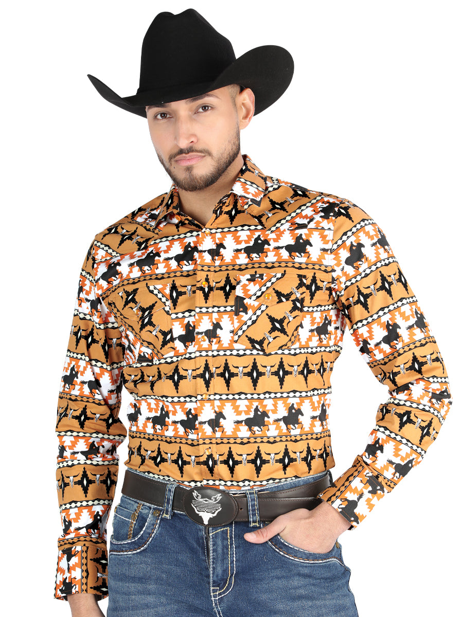 Men's El General  -  Casual Long-Sleeve Shirt  - Taupe 44477