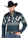 El General - Camisa informal de manga larga - Verde azulado 44486