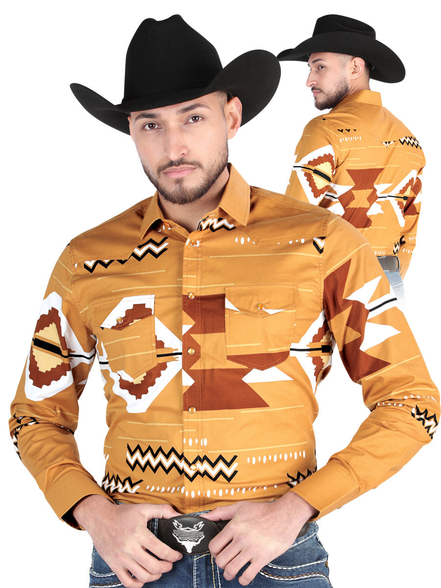 Men's El General - Casual Long Sleeve Shirt - Taupe 44499