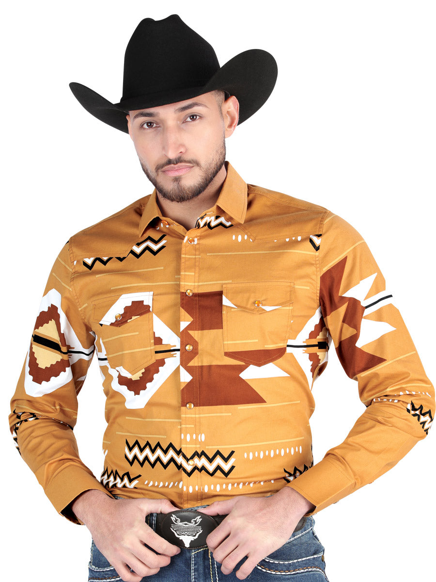Men's El General - Casual Long Sleeve Shirt - Taupe 44499