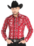 Men's El General - Casual Long Sleeve Shirt - Red 44504