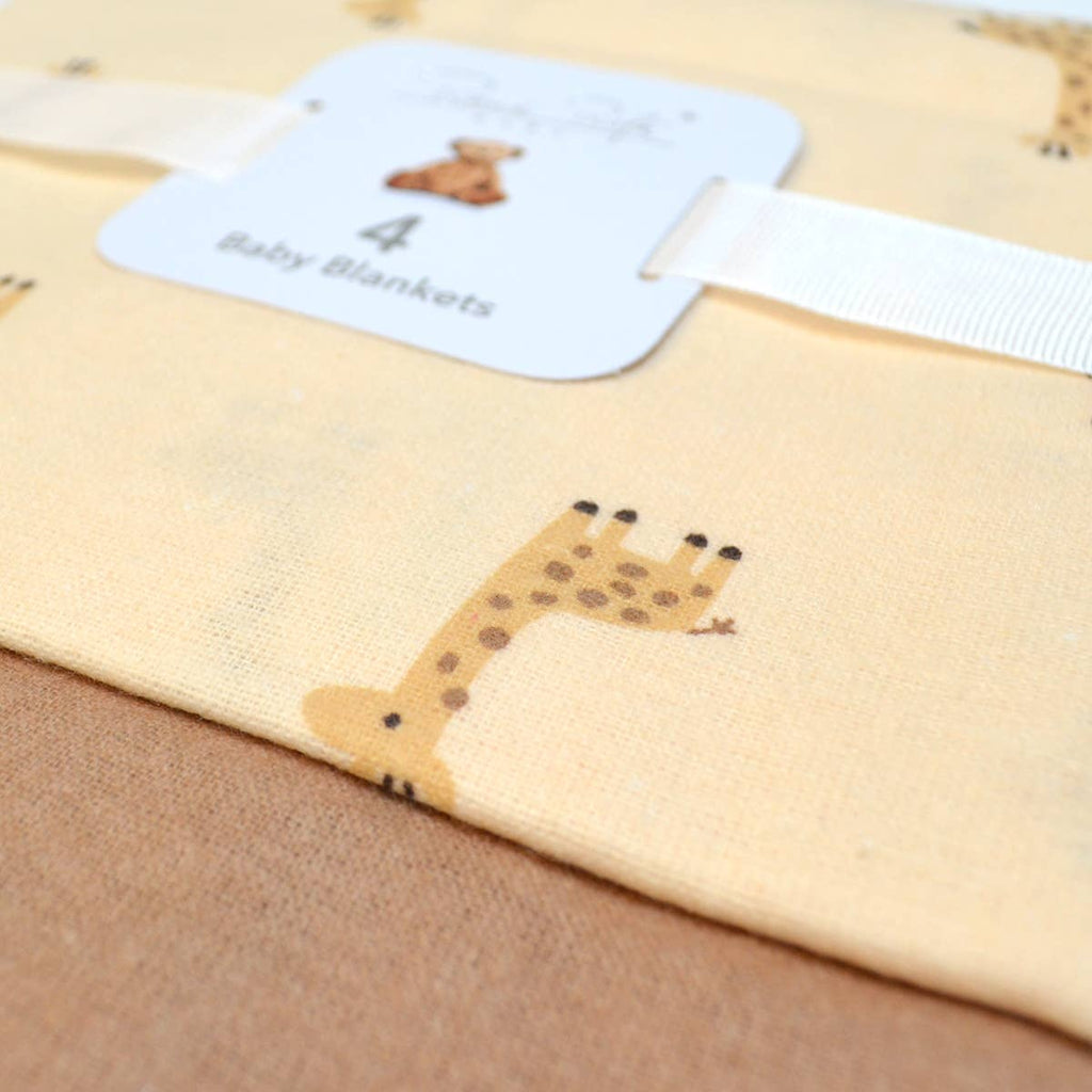 100% Cotton Rene Rofe 4-Pack Flannel Receiving Baby Blankets