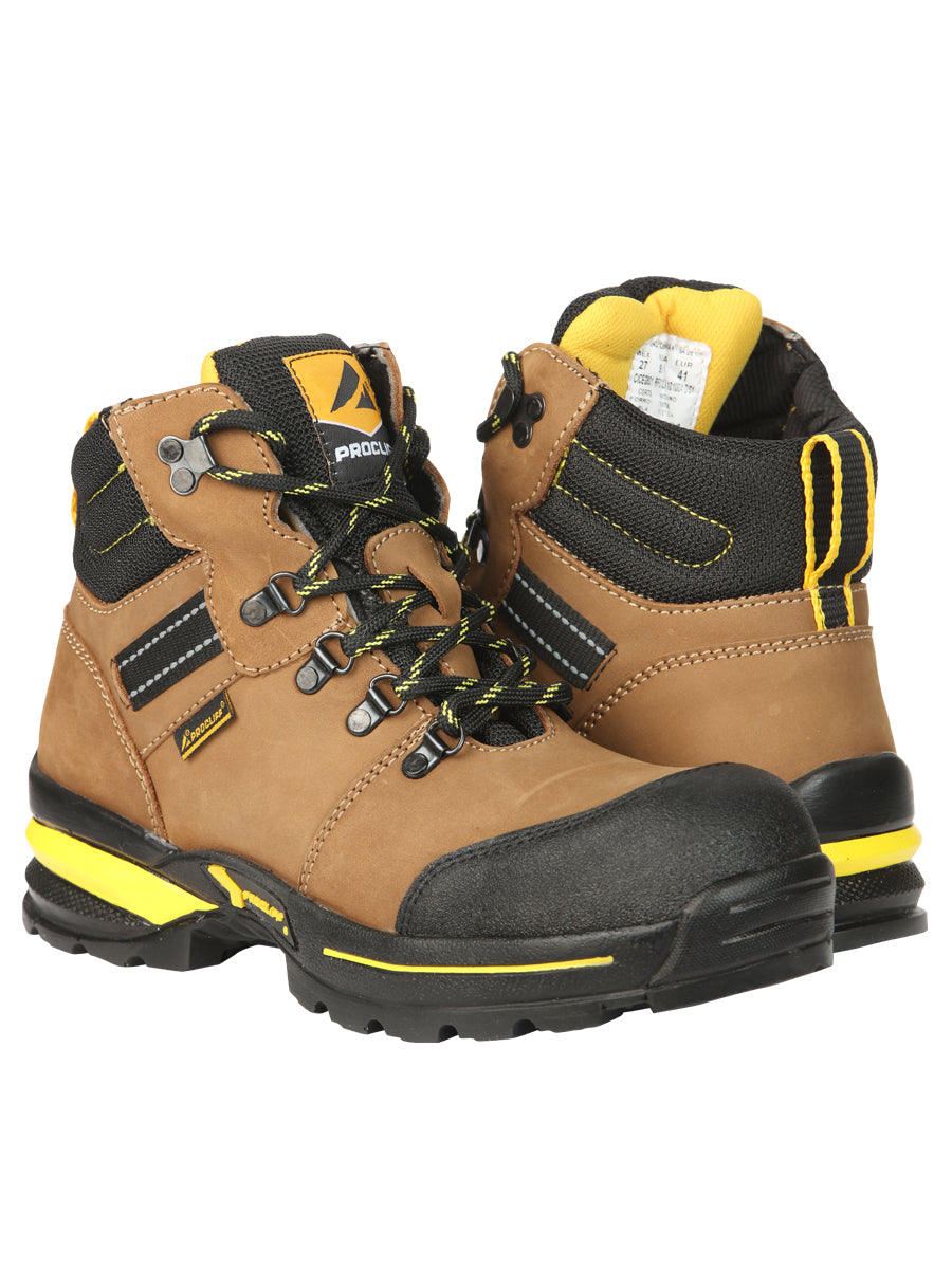 Botas de trabajo Procliff Safety Nubuck Maple: Con cordones y casco para seguridad en el lugar de trabajo 45287