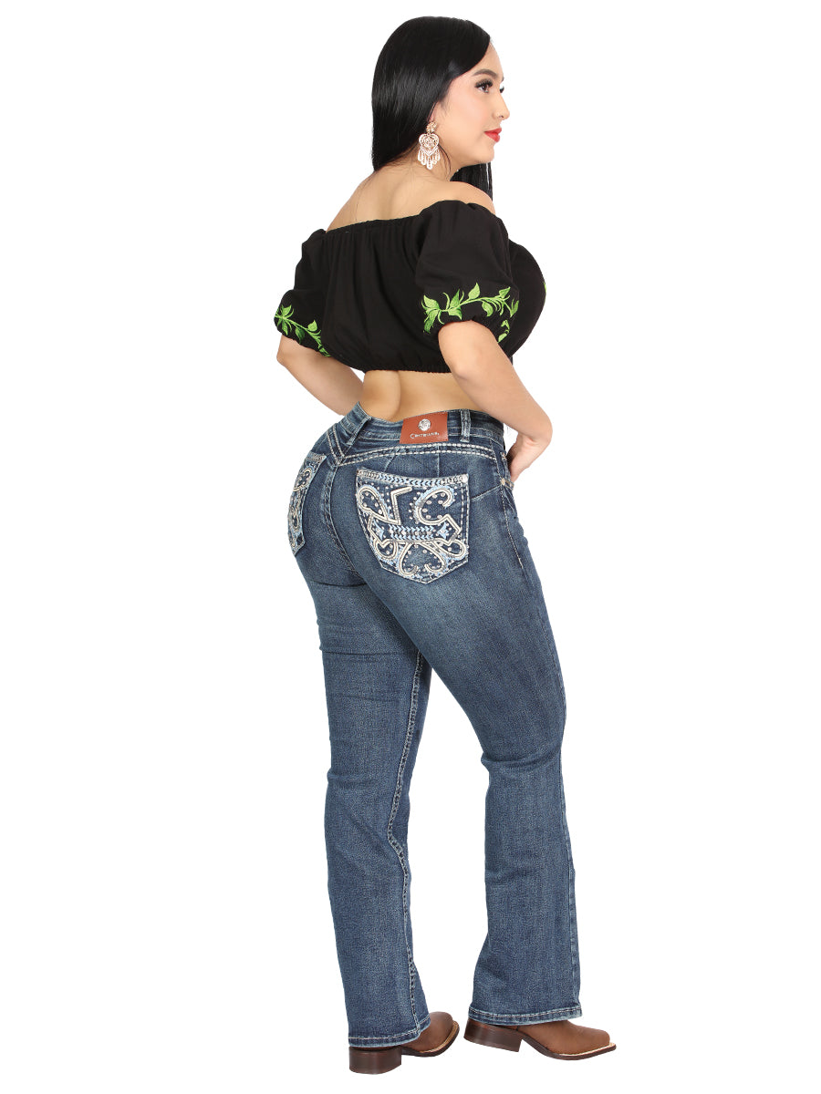 Women's Centenario Hip-Up Bootcut Denim Jeans - Dark Blue 45321