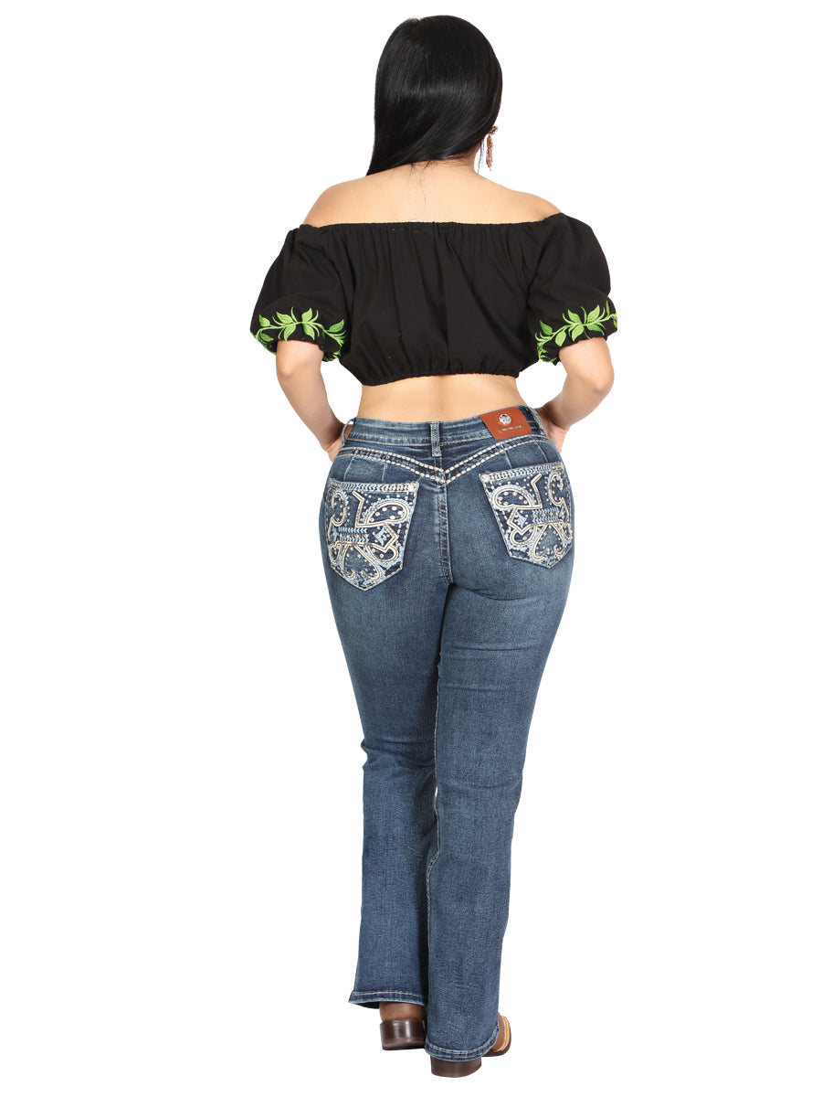 Women's Centenario Hip-Up Bootcut Denim Jeans - Dark Blue 45321