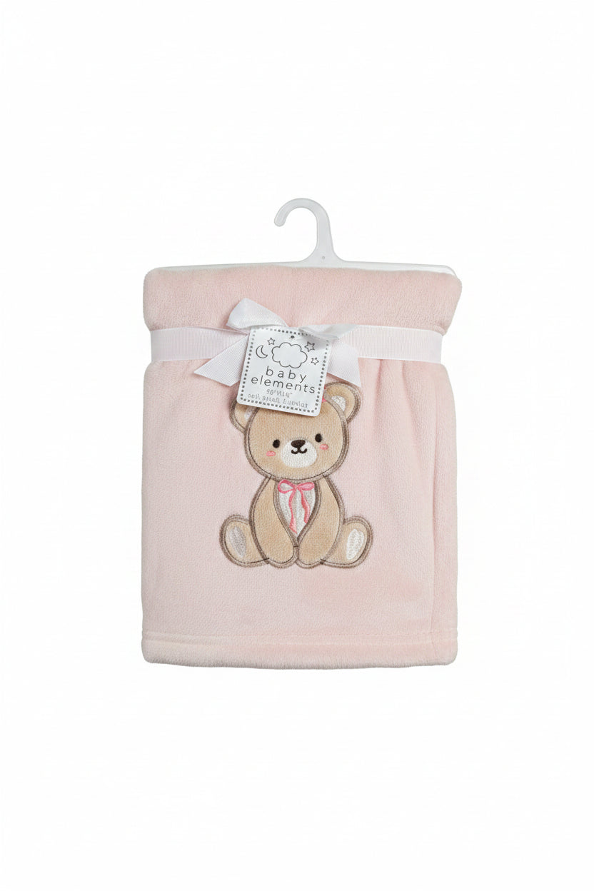 Baby Elements - Girl's Pink Teddy Bear with Ribbon Blanket - FAB156