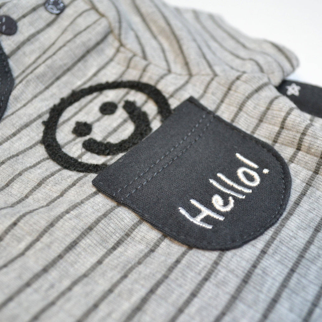 Paquete de 3 bodys de algodón 100% bordados "Smile Hello" - B173H103