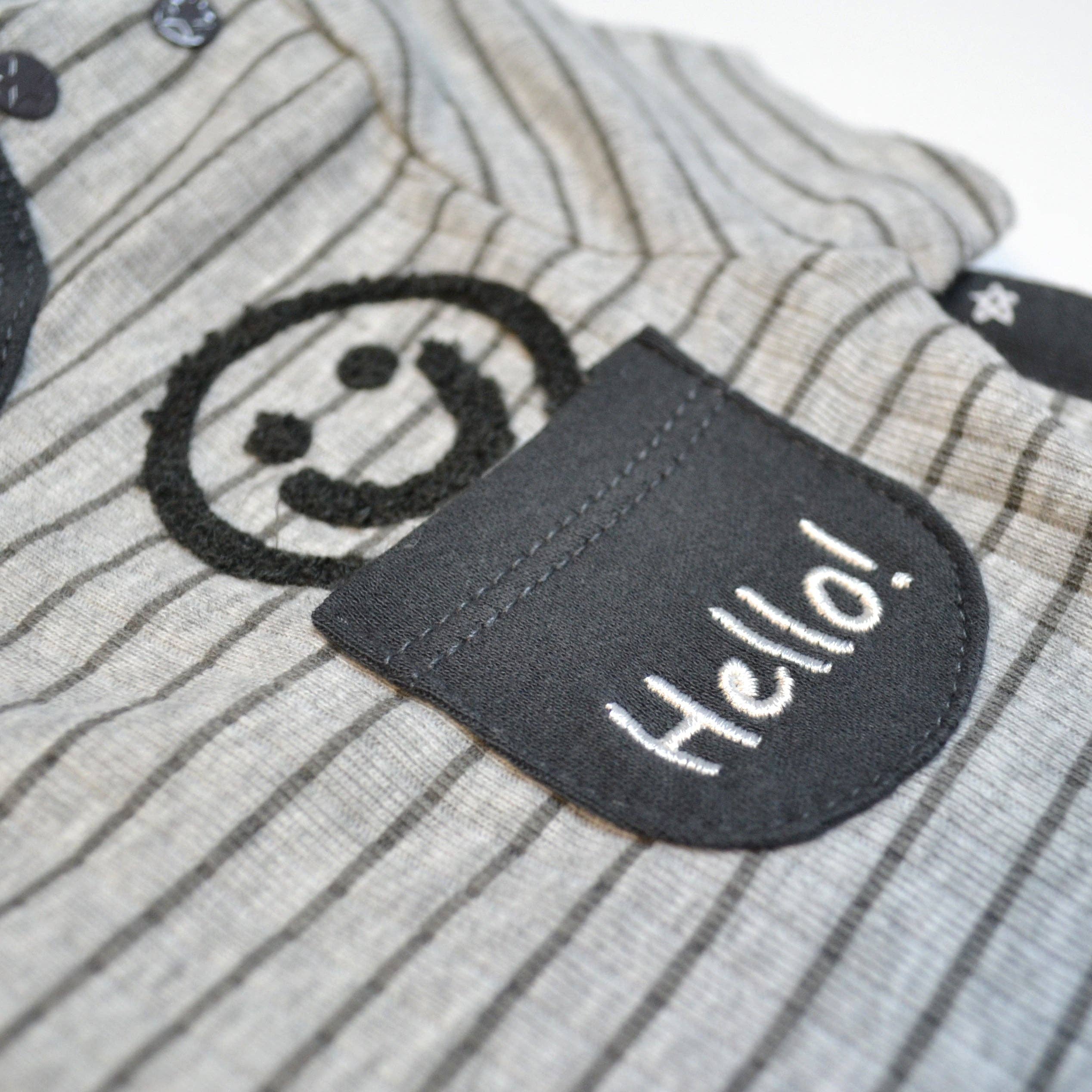 Pack of 3 100% Cotton Smile Hello Embroidery Bodysuits - B173H103