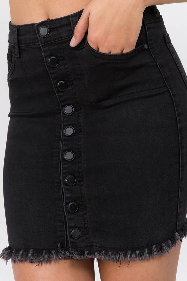Women's Stretch Button Down Denim Skirt - DSK0125