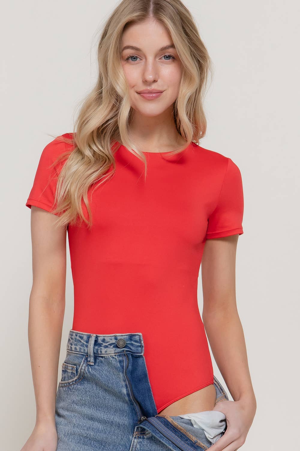 Active USA - Women's Short Sleeve Crew Neck ITY Bodysuit - P13920