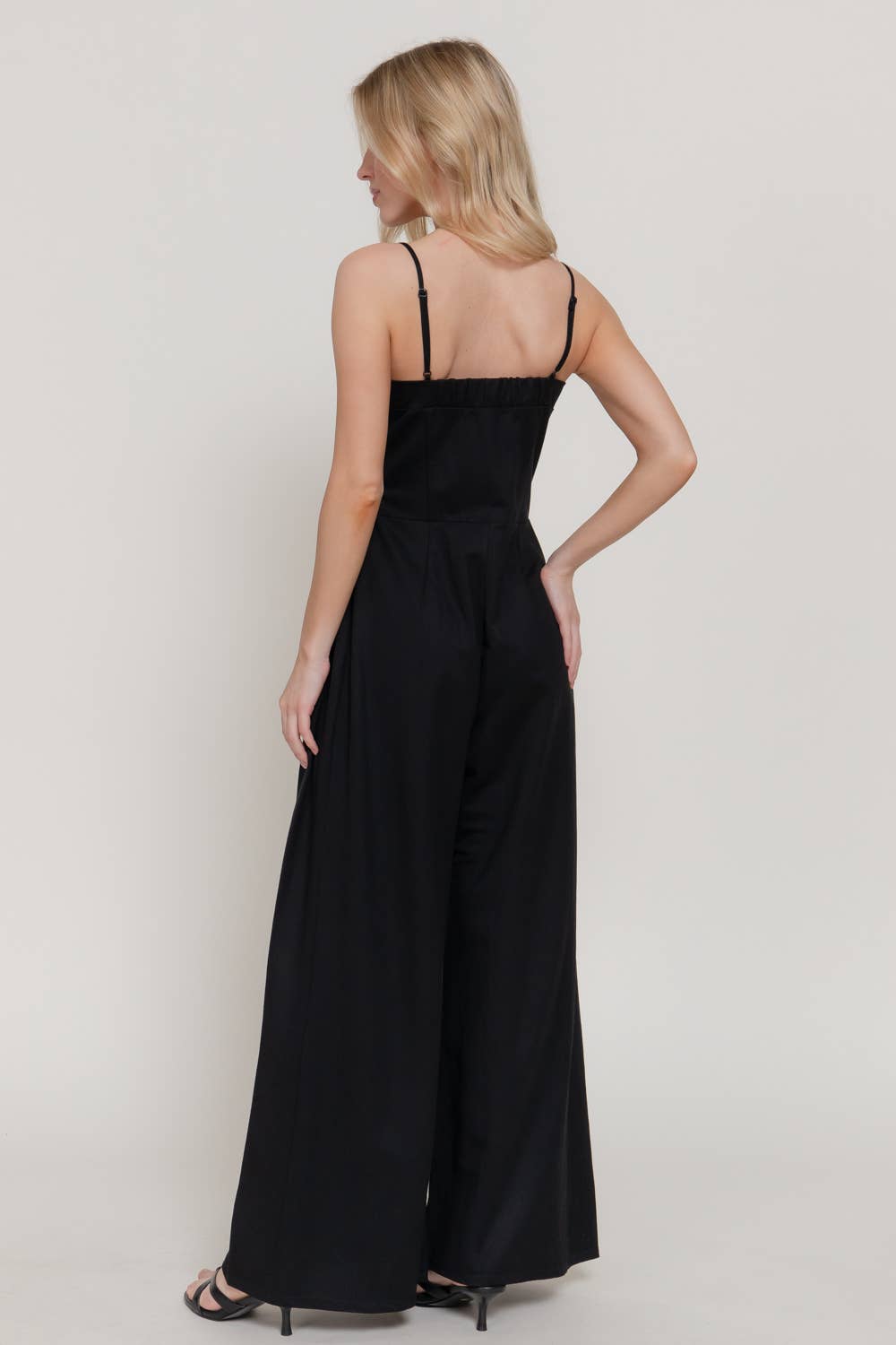 Active USA - Women's Cami Straight Neckline Pleated Jumpsuit - P15320