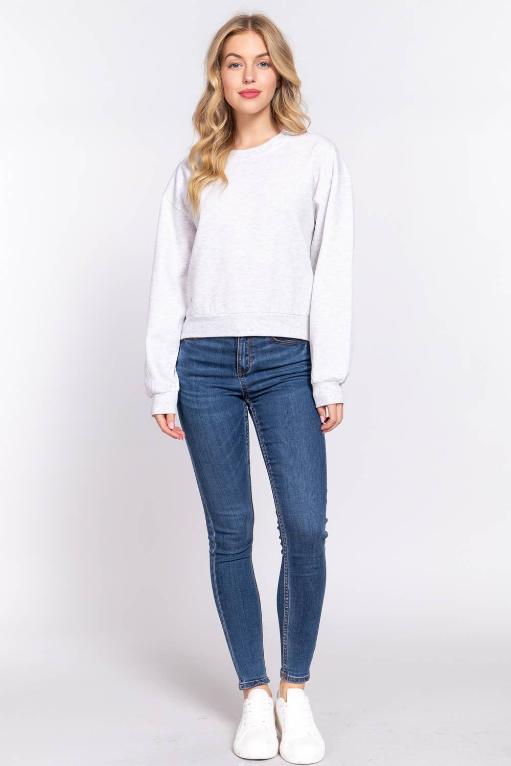 Active USA - Women's Long Sleeve Round Neck Crop SweatShirt - T13736