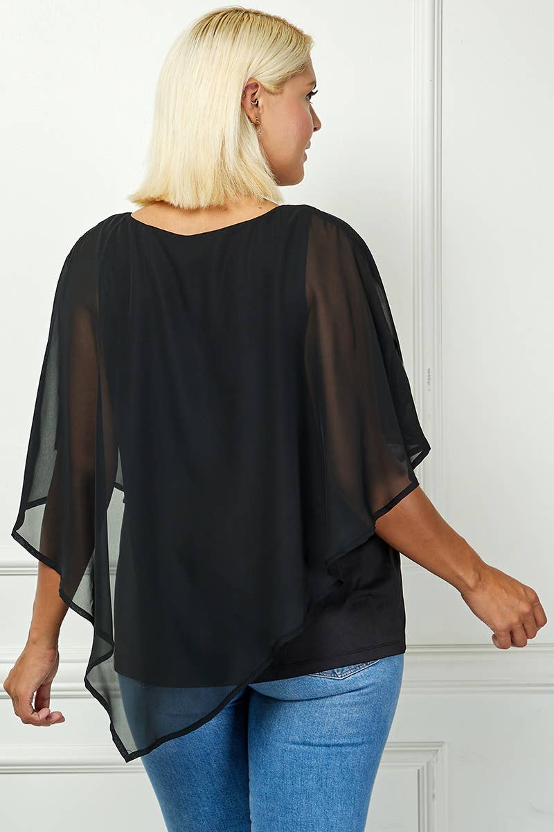 Colección Winslow - Blusa poncho "Blooming Elegance" para mujer [Tallas grandes] - G539895N74X