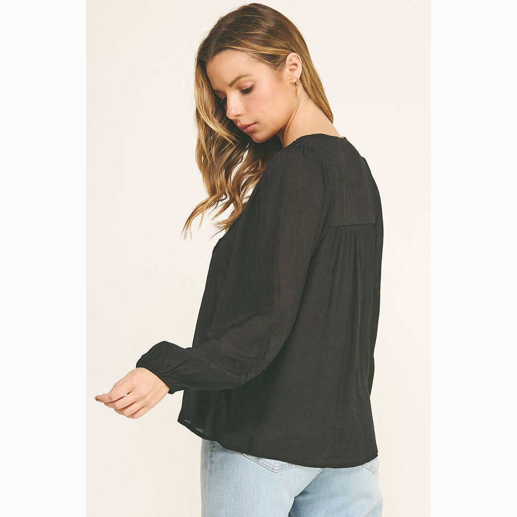 Colección Winslow - Blusa Bohemia Fluida con Escote en V y Encaje para Mujer - MA2202114S