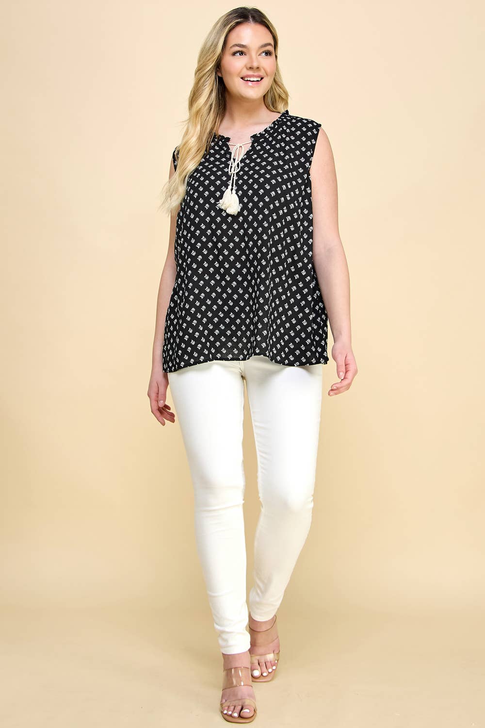 Colección Winslow - Túnica sin mangas estilo babydoll con borlas para mujer [Tallas Grandes] - T458879H56X